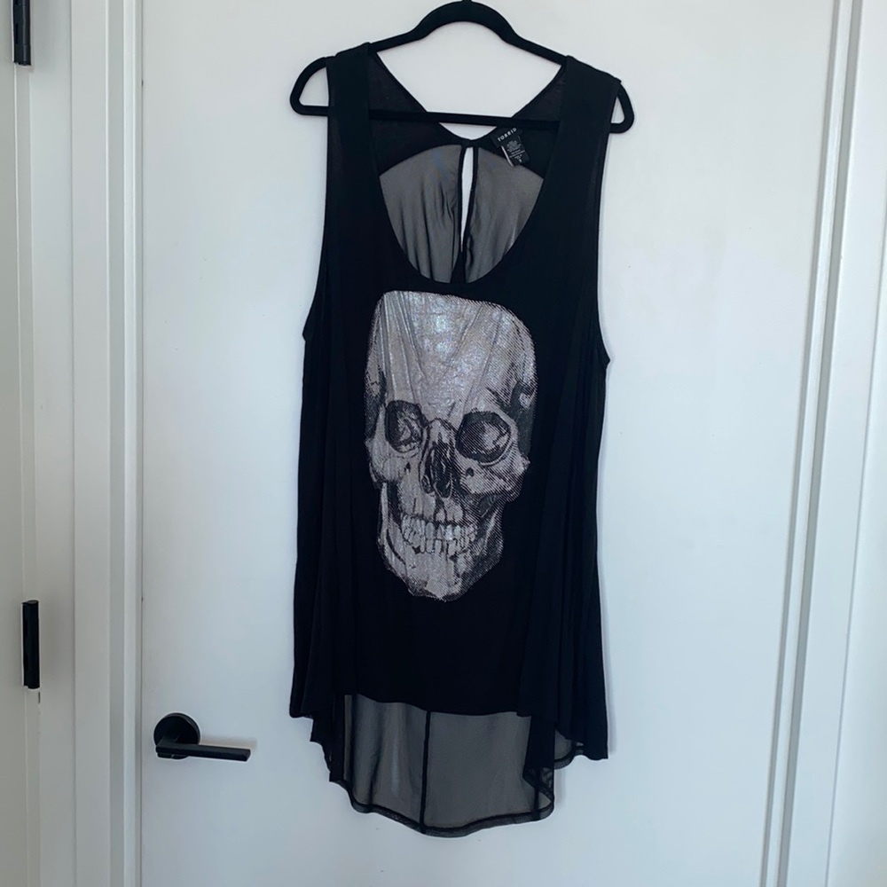Torrid Skull Print Mesh Tunic Tank Top fits 1X to 3X
